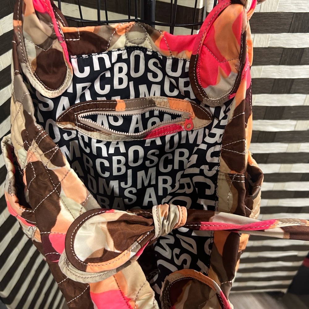 Marc by Marc Jacobs quilted nylon tote multicolored coral orange brown yellow - Picture 9 of 13
